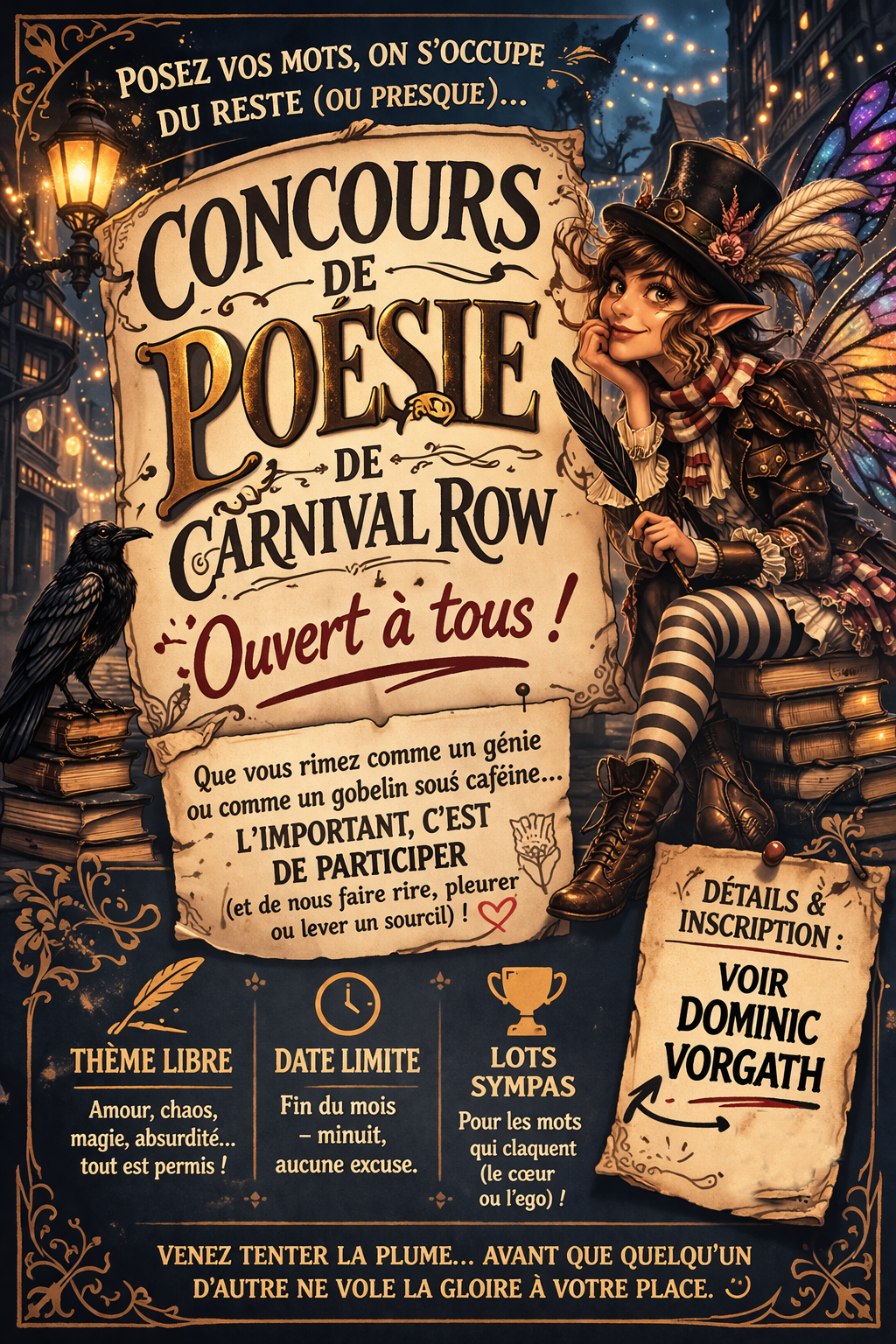 Petite partie de jeu de rôle à deux suivie d'un concours de poésie.